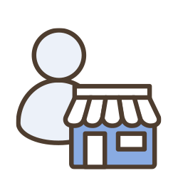 Icon representing a person and a bakery, symbolizing career opportunities at Nothing Bundt Cakes.