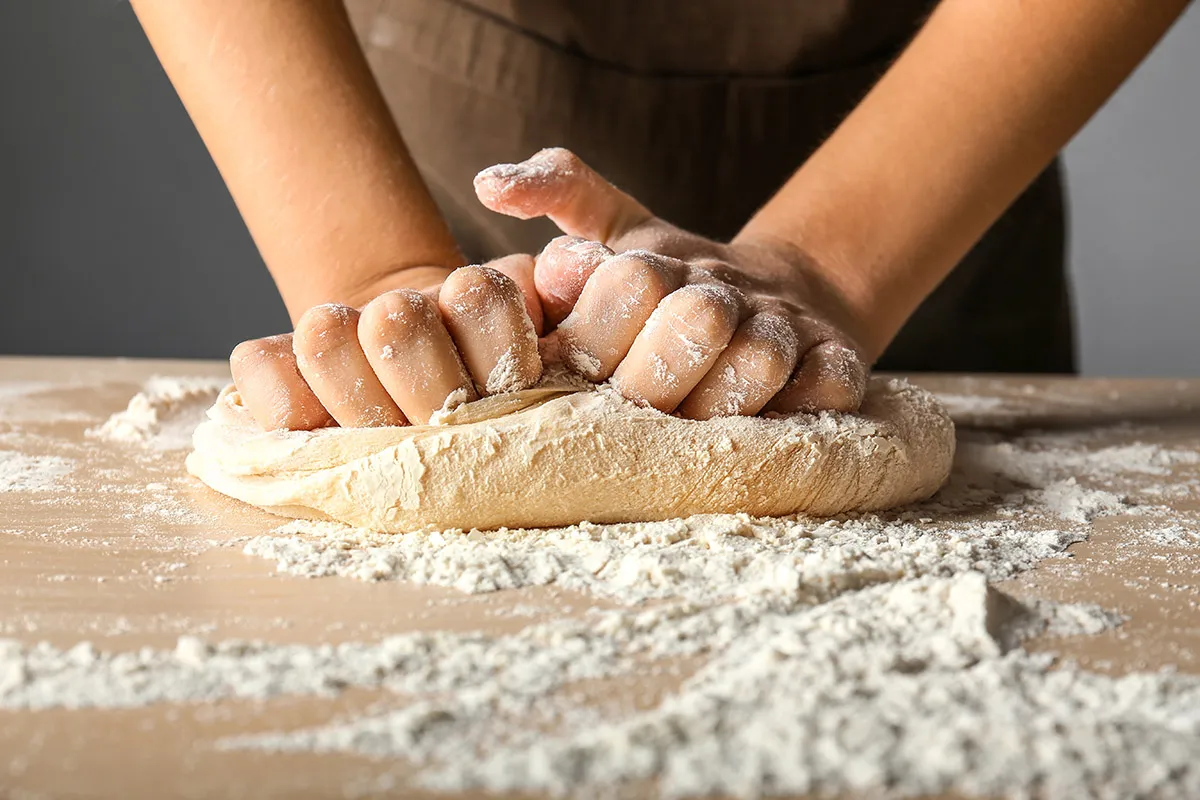 Homemade bread being made